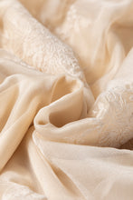 Load image into Gallery viewer, Oatmeal Embroidered Mesh Overlay Flowy Long Skirt