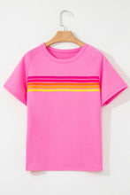 Load image into Gallery viewer, Beau Blue Striped Patch Front Casual Tee