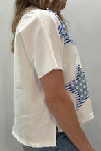 Load image into Gallery viewer, Sky Blue Patriot Star Patched Notched Neck Mineral Washed Tee