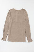 Load image into Gallery viewer, Pale Khaki Rib Textured Henley Knit Top