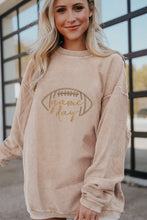 Load image into Gallery viewer, Apricot Rugby Game Day Embroidered Corduroy Sweatshirt