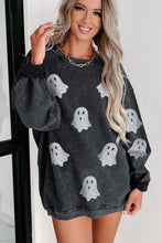 Load image into Gallery viewer, Pink Halloween Ghost Corded Crew Neck Loose Sweatshirt