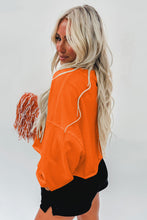 Load image into Gallery viewer, Orange Game Day Lettering Rugby Football Notched Neck Sweatshirt