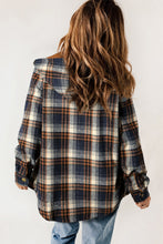 Load image into Gallery viewer, Black Plaid Pattern Sherpa Lined Hooded Shacket