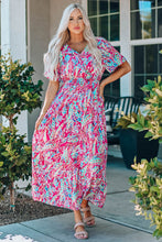 Load image into Gallery viewer, Rose Wrap V Neck Floral Maxi Dress