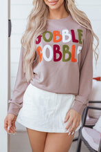 Load image into Gallery viewer, Dark Khaki GOBBLE Letter Graphic Thanksgiving Shift Sweatshirt