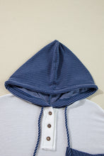 Load image into Gallery viewer, Light Pink Corded Colorblock Patch Pocket Drawstring Hooded Top