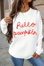 Load image into Gallery viewer, White Hello Pumpkin Graphic Sweater