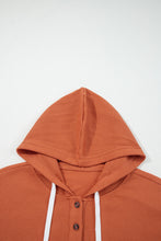 Load image into Gallery viewer, Gray Waffle Printed Patchwork Drawstring Hooded Long Sleeve Top
