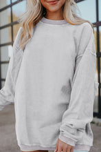 Load image into Gallery viewer, Light Grey Ribbed Corduroy Oversized Sweatshirt