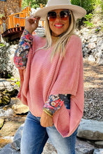 Load image into Gallery viewer, Light Pink Ribbed Knit Half Sleeve Plus Size Poncho Style Sweater