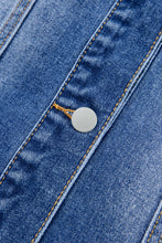 Load image into Gallery viewer, Peacock Blue Raw Edge Ruffled Short Sleeve Denim Jacket