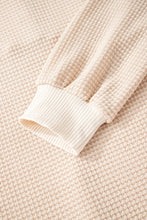 Load image into Gallery viewer, Oatmeal Waffle Patchwork Drop Shoulder Hooded Long Sleeve Top