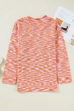 Load image into Gallery viewer, Orange Vibrant Abstract Print Drop Shoulder V Neck Tunic Oversized Sweater