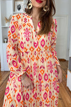 Load image into Gallery viewer, Orange Western Abstract Geometric Printed Maxi Dress