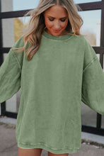 Load image into Gallery viewer, Grass Green Ribbed Corduroy Oversized Sweatshirt