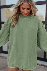 Grass Green Ribbed Corduroy Oversized Sweatshirt