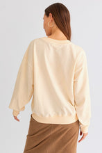 Load image into Gallery viewer, Apricot THANKS Chenille Embroidered Drop Shoulder Graphic Sweatshirt