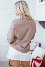 Load image into Gallery viewer, Dark Khaki GOBBLE Letter Graphic Thanksgiving Shift Sweatshirt