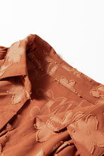 Load image into Gallery viewer, Cinnamon Plus Size Textured 3D Flower Pattern Ruffle Hem 3/4 Sleeve Long Dress