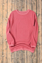 Load image into Gallery viewer, Strawberry Pink Ribbed Corduroy Oversized Sweatshirt