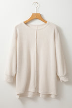 Load image into Gallery viewer, Apricot Waffle Knit Splits Batwing Sleeve Oversized Top