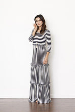 Load image into Gallery viewer, Stripe three tiered maxi dress