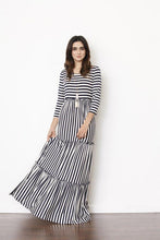 Load image into Gallery viewer, Stripe three tiered maxi dress