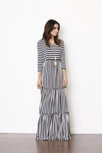 Load image into Gallery viewer, Stripe three tiered maxi dress