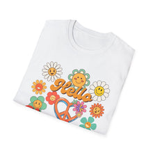 Load image into Gallery viewer, Hello Happiness Floral T-Shirt, Cute Graphic Tee, Unisex Softstyle Shirt, Summer Vibes Apparel, Gift for Friends, Positive Energy Wear