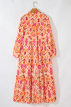 Load image into Gallery viewer, Orange Western Abstract Geometric Printed Maxi Dress