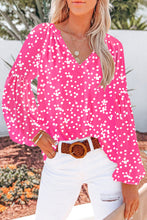 Load image into Gallery viewer, Golden Apricot Floral Print V Neck Long Puff Sleeve Top