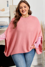 Load image into Gallery viewer, Light Pink Ribbed Knit Half Sleeve Plus Size Poncho Style Sweater
