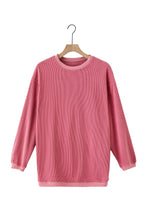 Load image into Gallery viewer, Strawberry Pink Ribbed Corduroy Oversized Sweatshirt