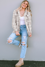 Load image into Gallery viewer, Khaki Plaid Removable Hood Buttoned Shacket