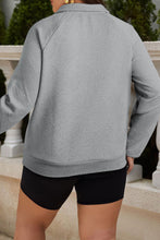 Load image into Gallery viewer, Light Grey Textured Snap Buttons Pullover Plus Size Sweatshirt