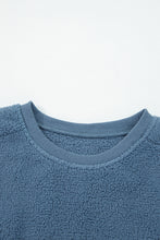 Load image into Gallery viewer, Sail Blue Fleece Drop Shoulder Exposed Seam Patchwork Casual Sweatshirt