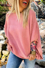 Load image into Gallery viewer, Light Pink Ribbed Knit Half Sleeve Plus Size Poncho Style Sweater