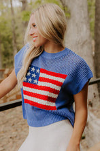 Load image into Gallery viewer, Fiery Red Flag Graphic Short Sleeve Sweater Top