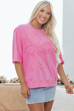 Load image into Gallery viewer, Clearly Aqua Floral Patched Half Sleeve Tunic Top