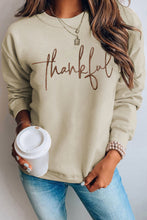 Load image into Gallery viewer, Parchment thankful Embroidered Drop Shoulder Pullover Sweatshirt