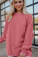 Load image into Gallery viewer, Strawberry Pink Ribbed Corduroy Oversized Sweatshirt