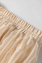 Load image into Gallery viewer, Oatmeal Embroidered Mesh Overlay Flowy Long Skirt