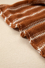 Load image into Gallery viewer, Brown Stripe Drop Shoulder Casual Sweater