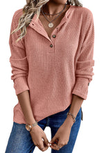 Load image into Gallery viewer, Rose Tan Rib Textured Henley Knit Top