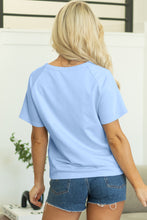 Load image into Gallery viewer, Beau Blue Striped Patch Front Casual Tee