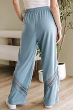 Load image into Gallery viewer, Dusk Blue Lace Crochet Patched Lace-up High Waist Wide Leg Pants