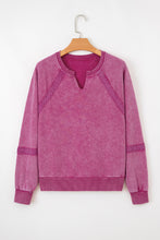 Load image into Gallery viewer, Jungle Green Lace Patchwork Detail Notched Neck Mineral Wash Baggy Sweatshirt