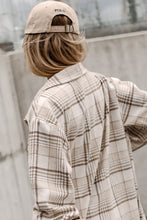 Load image into Gallery viewer, Khaki Plaid Removable Hood Buttoned Shacket