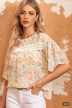 Load image into Gallery viewer, Floral blouse lace detail Top